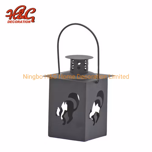 Lanterna tealight con taglio in metallo di Halloween, mini lanterna natalizia